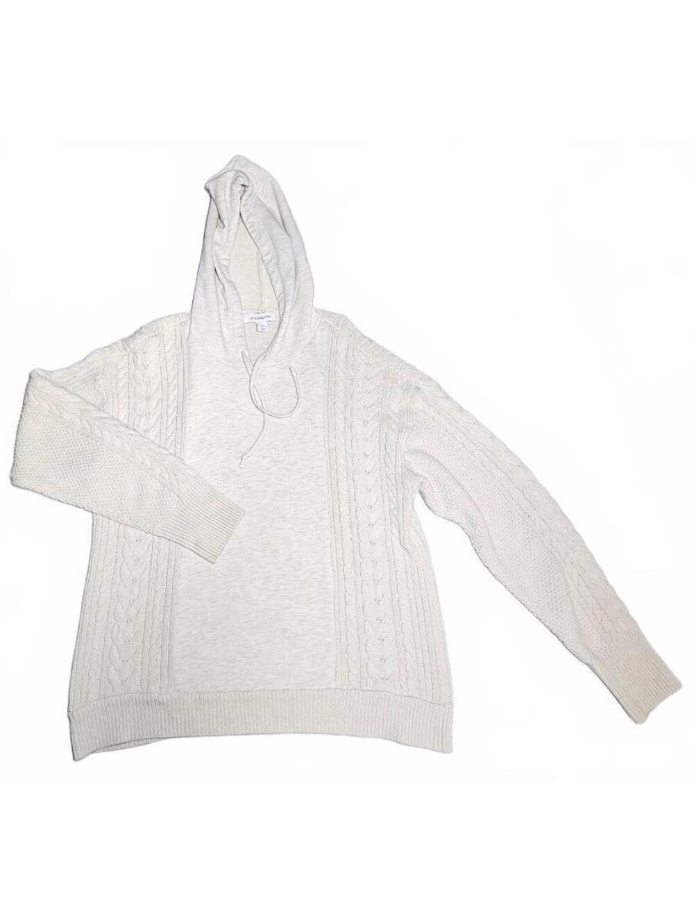 Cozy Cream Cable Knit Hoodie Sweater by Liz Claiborne, Size Large